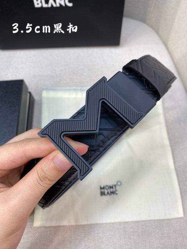 몽블랑 3.5cm 폭 천연 소 가죽 핀 버클 벨트 001-176271