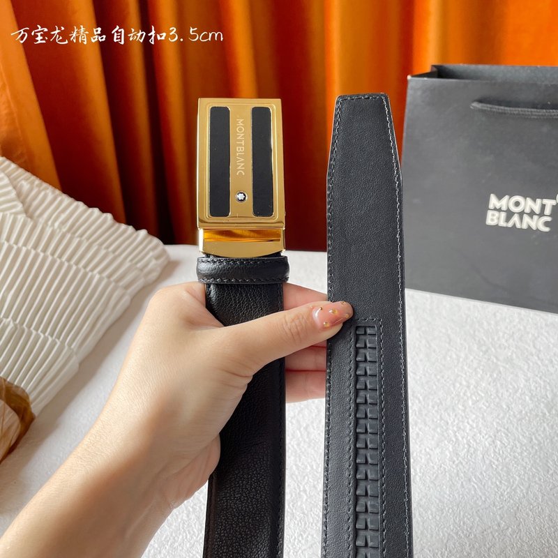 몽블랑 남성용 수입 소가죽 자동 버클 벨트 001-176303