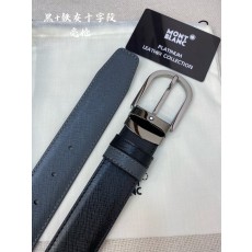 몽블랑 3.5cm 폭 소 가죽 핀 버클 벨트 001-176313