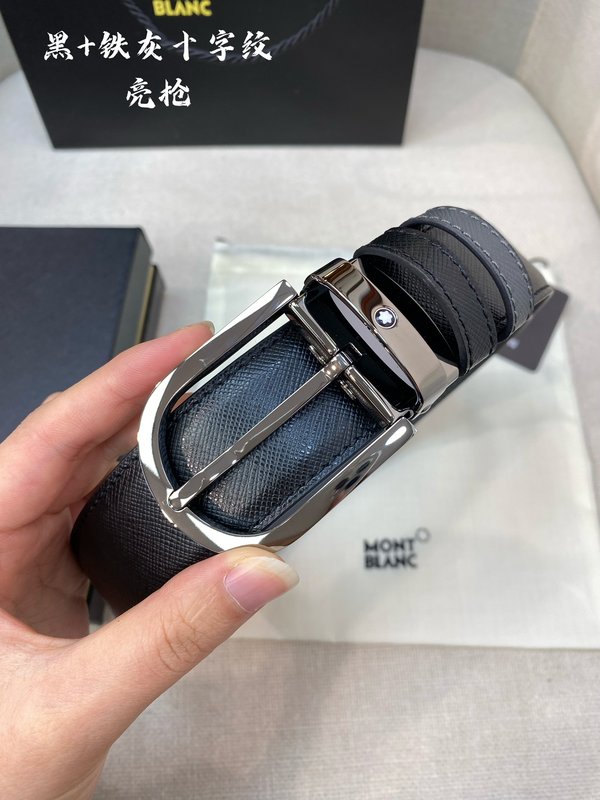 몽블랑 3.5cm 폭 소 가죽 핀 버클 벨트 001-176313