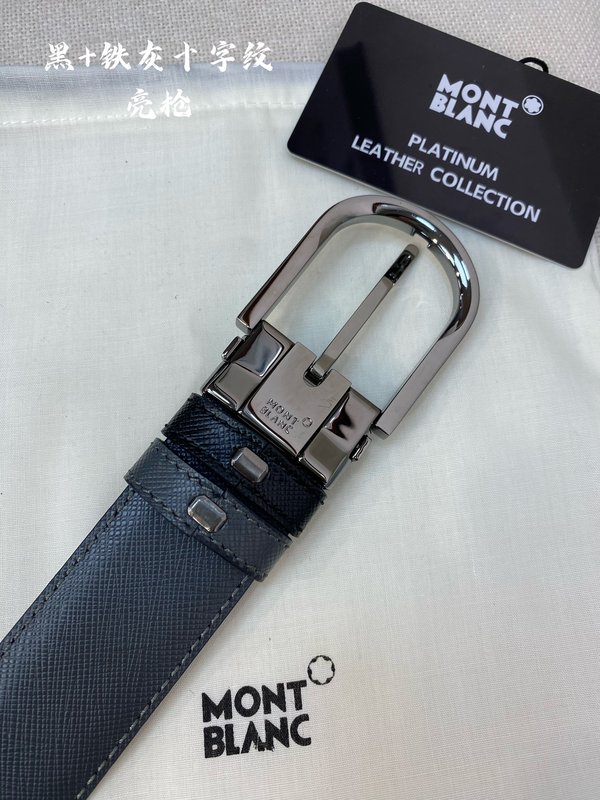 몽블랑 3.5cm 폭 소 가죽 핀 버클 벨트 001-176313