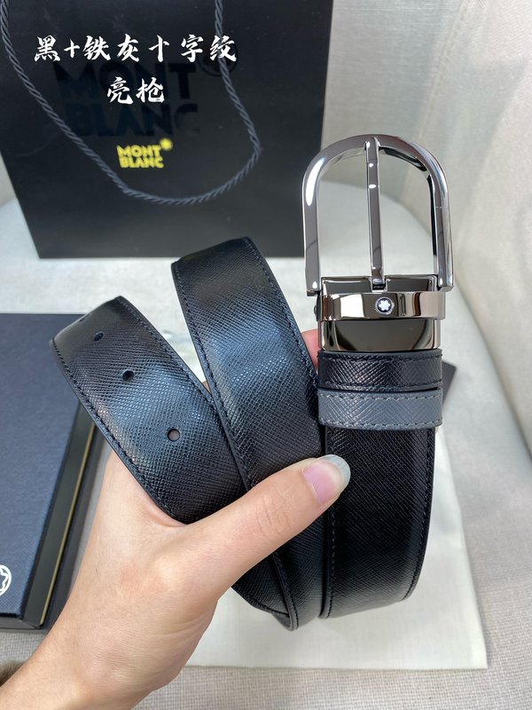 몽블랑 3.5cm 폭 소 가죽 핀 버클 벨트 001-176313