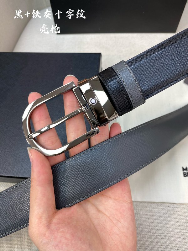 몽블랑 3.5cm 폭 소 가죽 핀 버클 벨트 001-176313