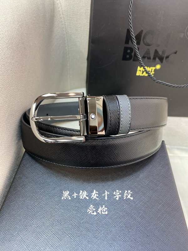 몽블랑 3.5cm 폭 소 가죽 핀 버클 벨트 001-176313