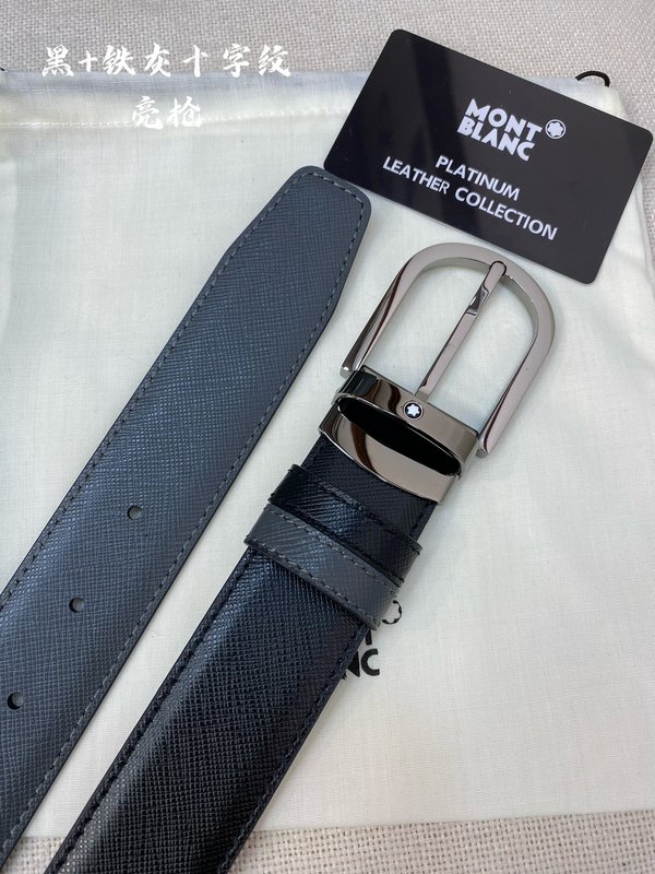 몽블랑 3.5cm 폭 소 가죽 핀 버클 벨트 001-176313