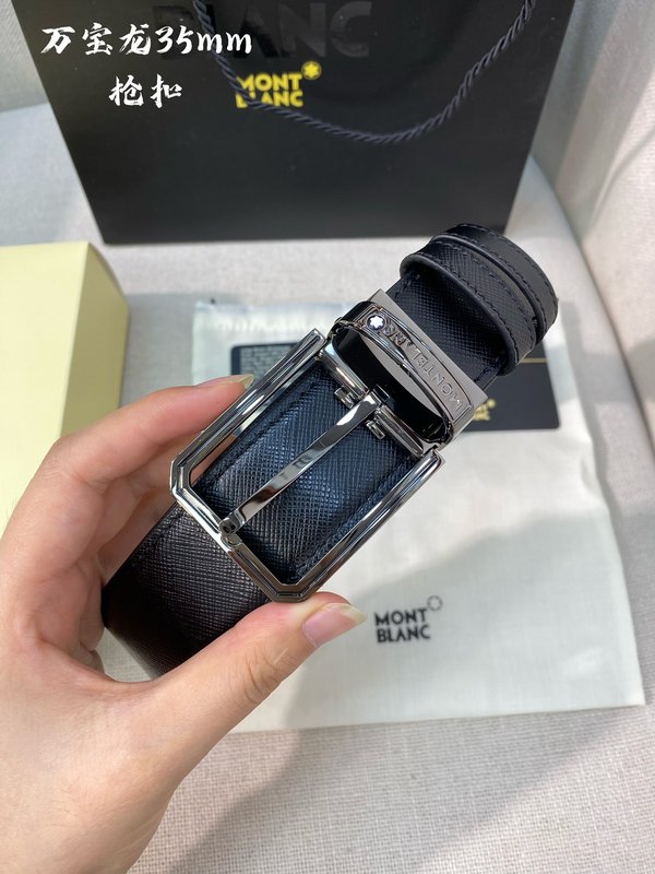 몬블랑 3.5cm 소 가죽 핀 버클 비즈니스 벨트 001-176315