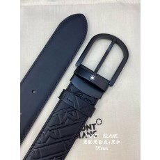 몽블랑 블랙 소 가죽 비즈니스 캐주얼 벨트 001-176320