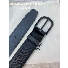 몽블랑 3.5cm 소 가죽 핀 버클 비즈니스 벨트 001-176326