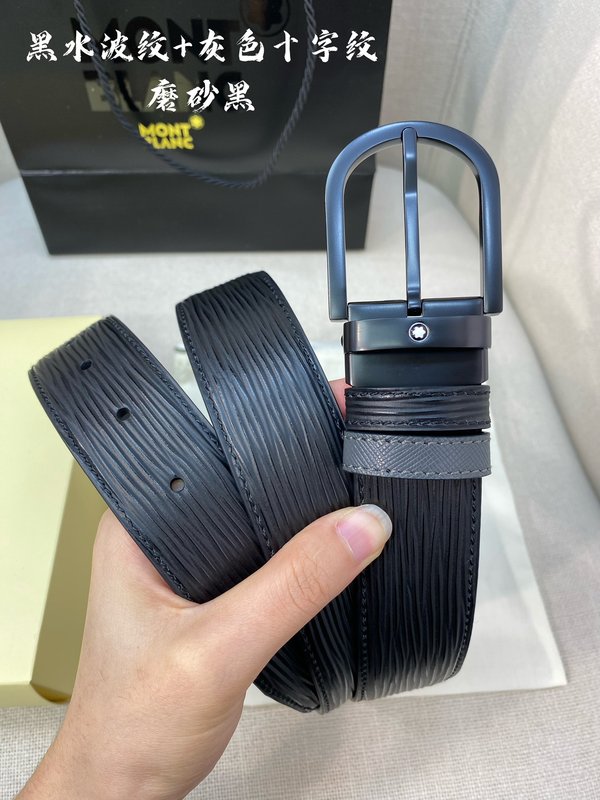 몽블랑 3.5cm 소 가죽 핀 버클 비즈니스 벨트 001-176326