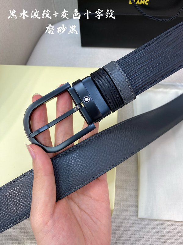 몽블랑 3.5cm 소 가죽 핀 버클 비즈니스 벨트 001-176326