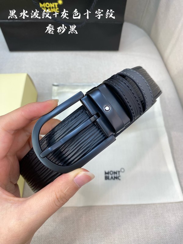 몽블랑 3.5cm 소 가죽 핀 버클 비즈니스 벨트 001-176326