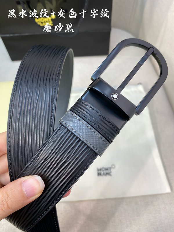몽블랑 3.5cm 소 가죽 핀 버클 비즈니스 벨트 001-176326