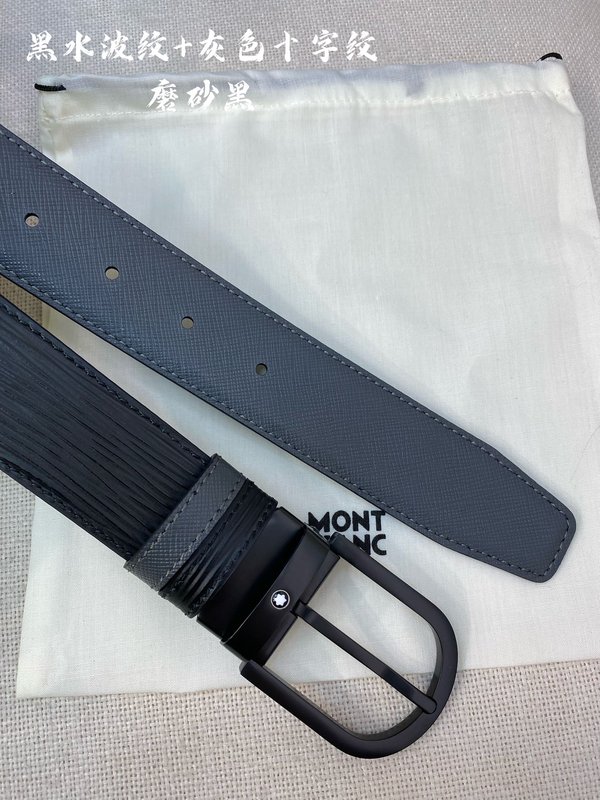 몽블랑 3.5cm 소 가죽 핀 버클 비즈니스 벨트 001-176326