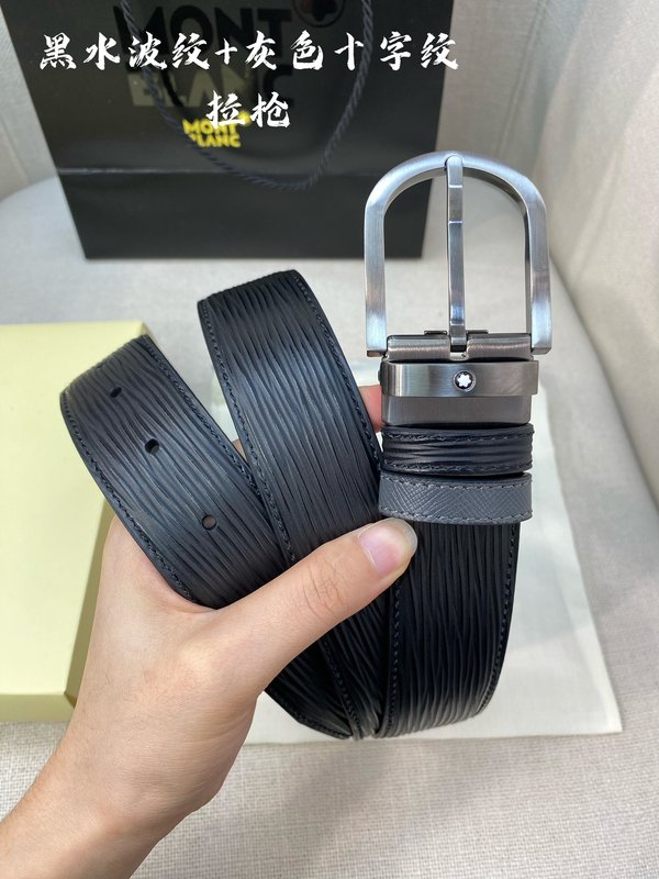 몽블랑 3.5cm 폭 소 가죽 핀 버클 벨트 001-176327