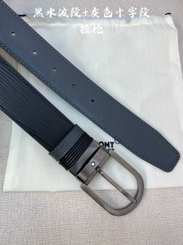 몽블랑 3.5cm 폭 소 가죽 핀 버클 벨트 001-176327