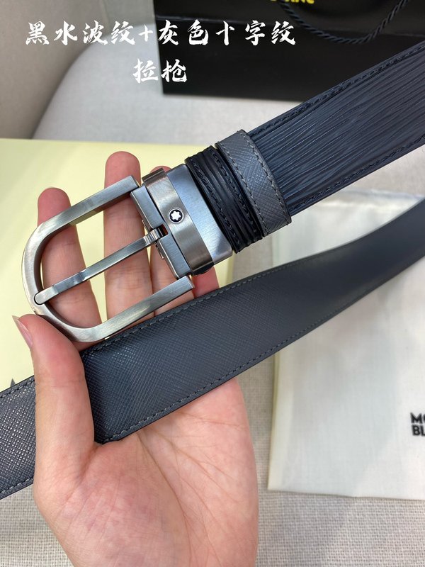 몽블랑 3.5cm 폭 소 가죽 핀 버클 벨트 001-176327