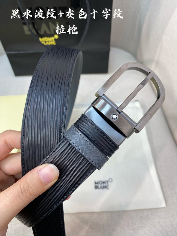 몽블랑 3.5cm 폭 소 가죽 핀 버클 벨트 001-176327