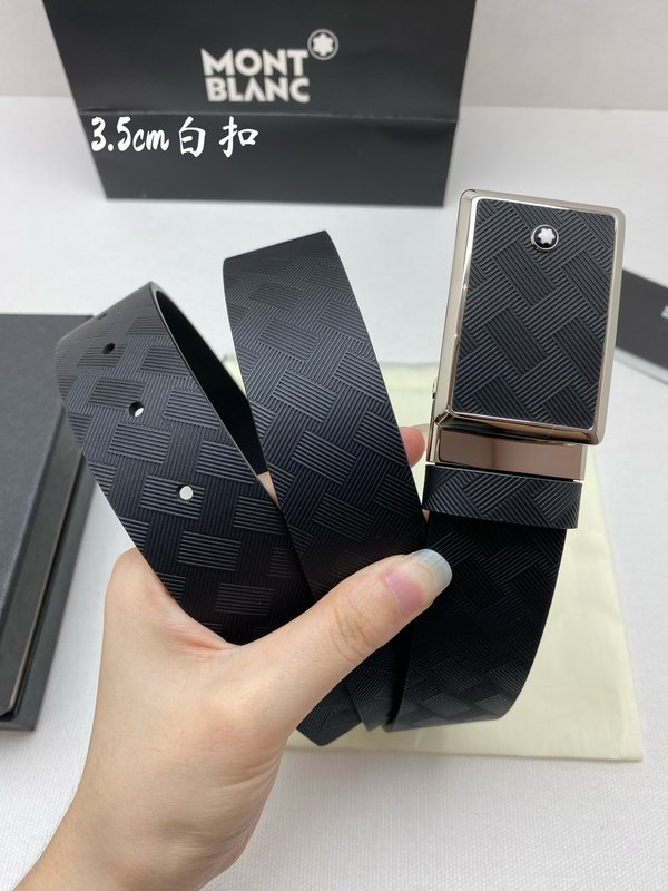 몽블랑 3.5cm 폭 소 가죽 핀 버클 벨트 001-176332