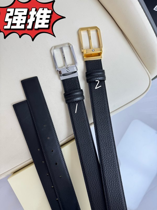 몽블랑 3.5cm 폭 소 가죽 핀 버클 비즈니스 벨트 001-176345