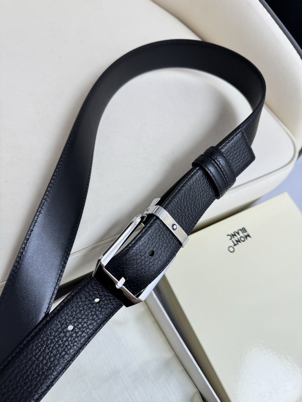 몽블랑 3.5cm 폭 소 가죽 핀 버클 비즈니스 벨트 001-176345