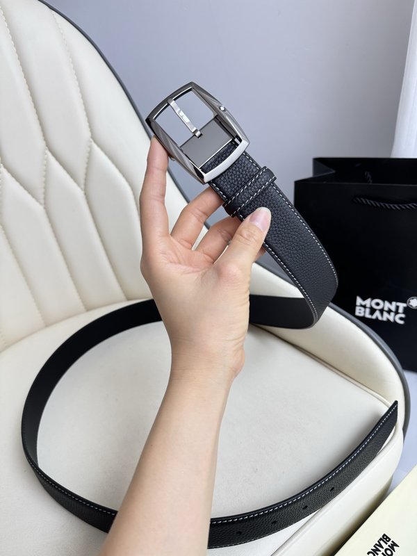 몽블랑 3.5cm 폭 소 가죽 핀 버클 벨트 001-176351