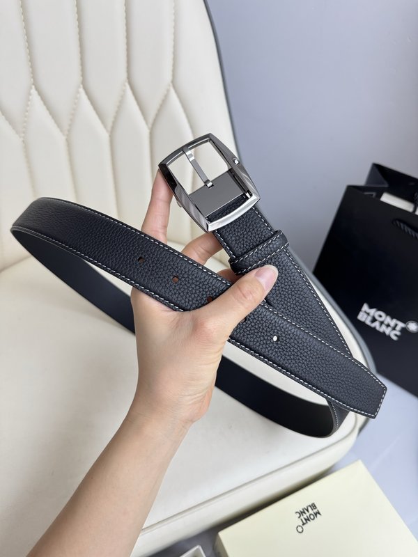 몽블랑 3.5cm 폭 소 가죽 핀 버클 벨트 001-176351