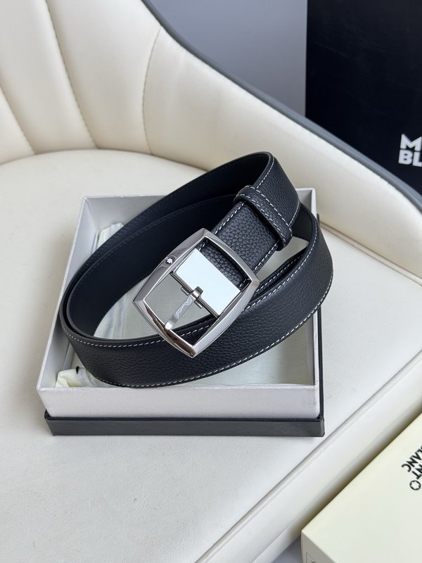 몽블랑 3.5cm 폭 소 가죽 핀 버클 벨트 001-176351