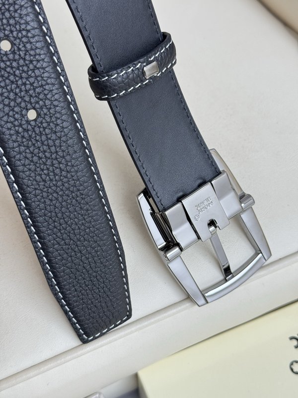 몽블랑 3.5cm 폭 소 가죽 핀 버클 벨트 001-176351