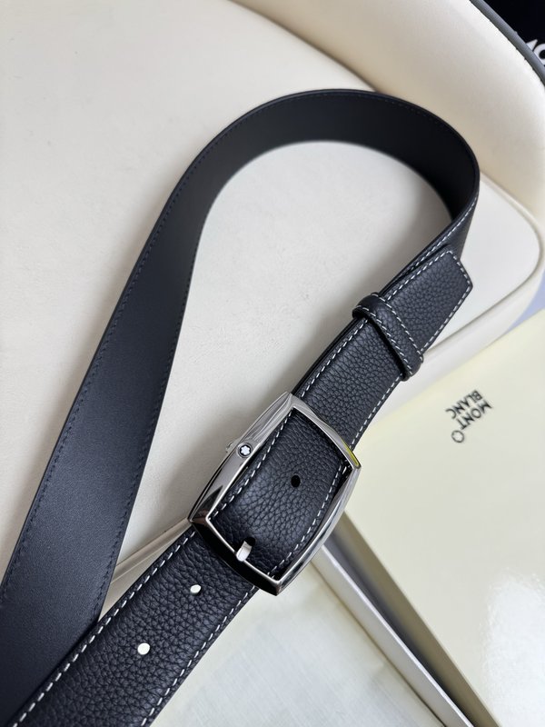몽블랑 3.5cm 폭 소 가죽 핀 버클 벨트 001-176351