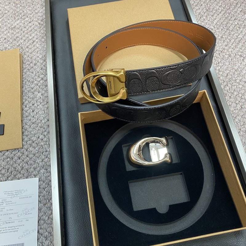 COACH 코치 남성용 버클 교체 가능 벨트 3.5cm 001-176355
