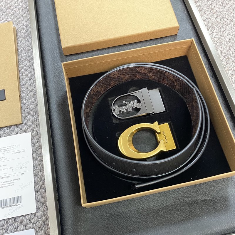 COACH 코치 블랙 교체형 벨트 3.5cm 001-176360
