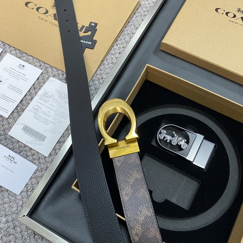COACH 코치 블랙 교체형 벨트 3.5cm 001-176360