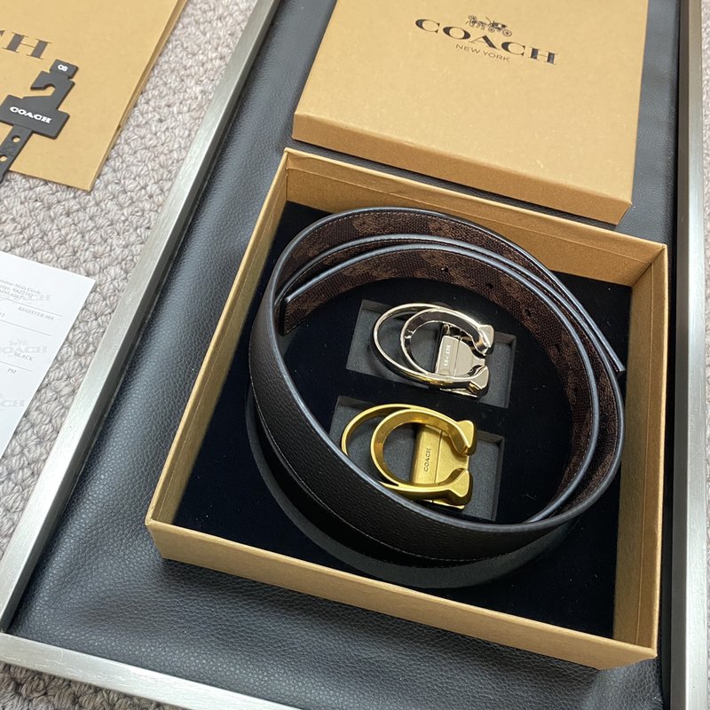 COACH 코치 블랙 로고 버클 핀 백클 벨트 001-176363