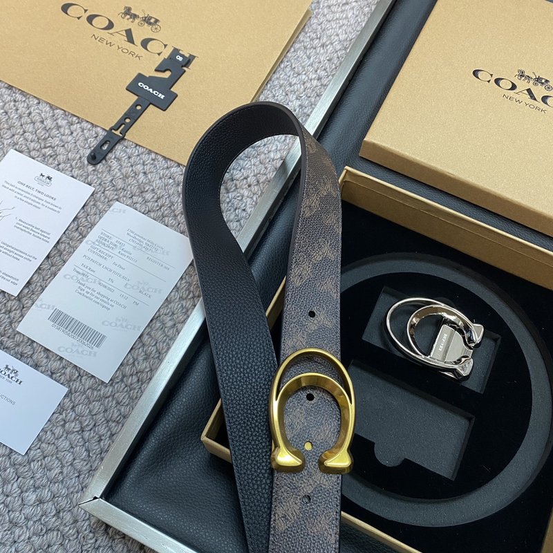 COACH 코치 블랙 로고 버클 핀 백클 벨트 001-176363