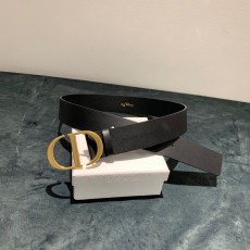 Dior 디올 블랙 가죽 빈티지 골드 버클 벨트 001-176370
