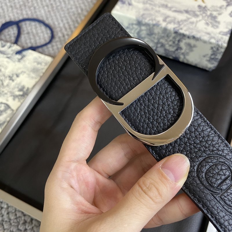 디올 DIOR 클래식 레터 캔버스 가죽 벨트 001-176376