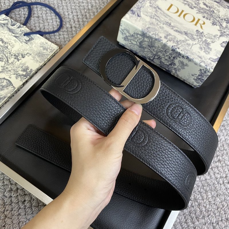 디올 DIOR 클래식 레터 캔버스 가죽 벨트 001-176376