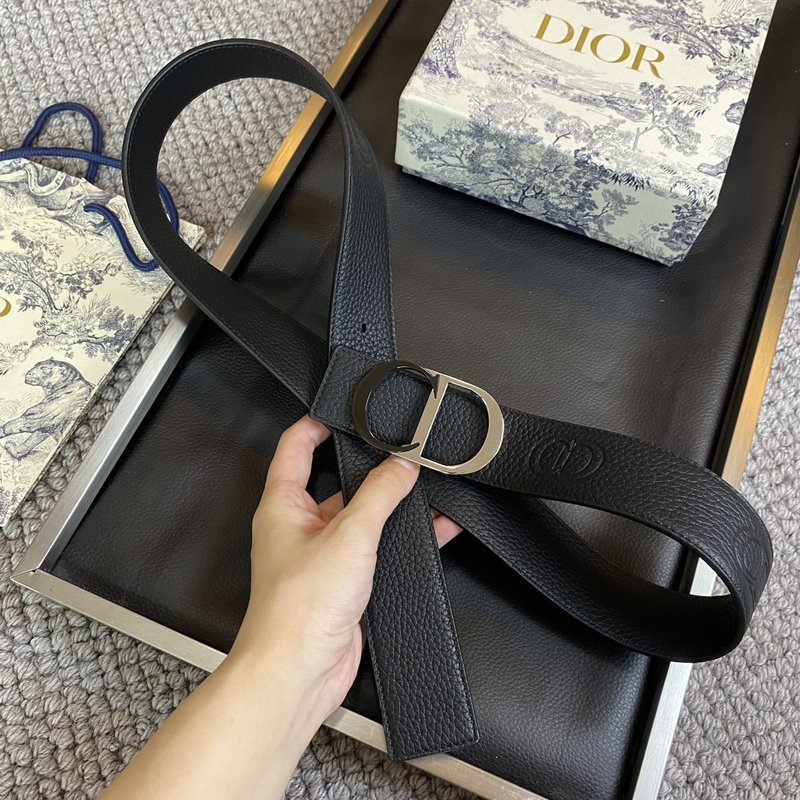 디올 DIOR 클래식 레터 캔버스 가죽 벨트 001-176376