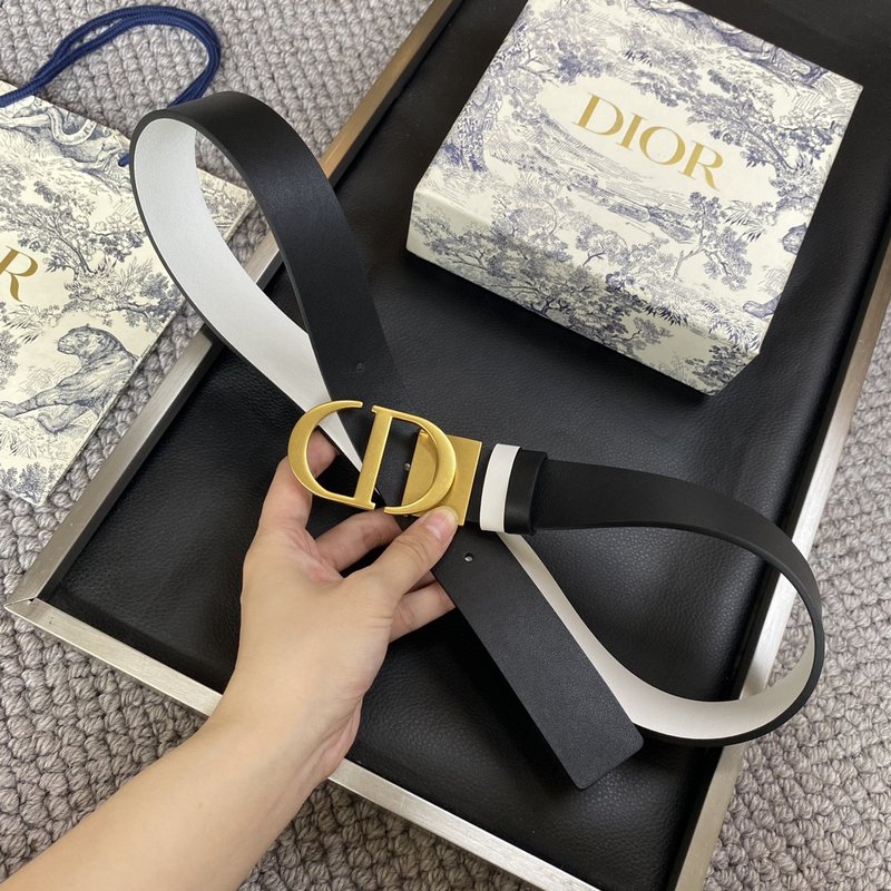 디올 디오르 스타 착용 골드 버클 블랙 벨트 001-176388