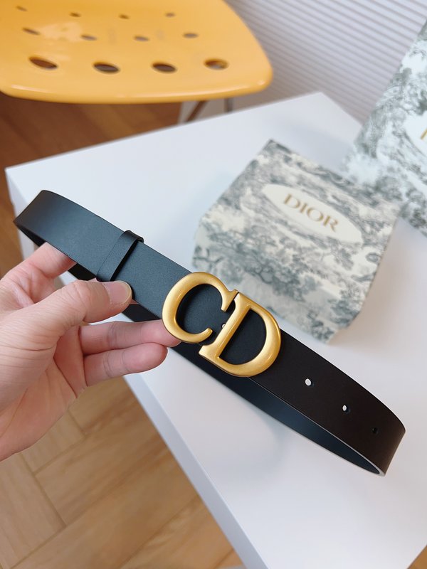 디올 Dior 매끄러운 송아지 가죽 새들 벨트 001-176395