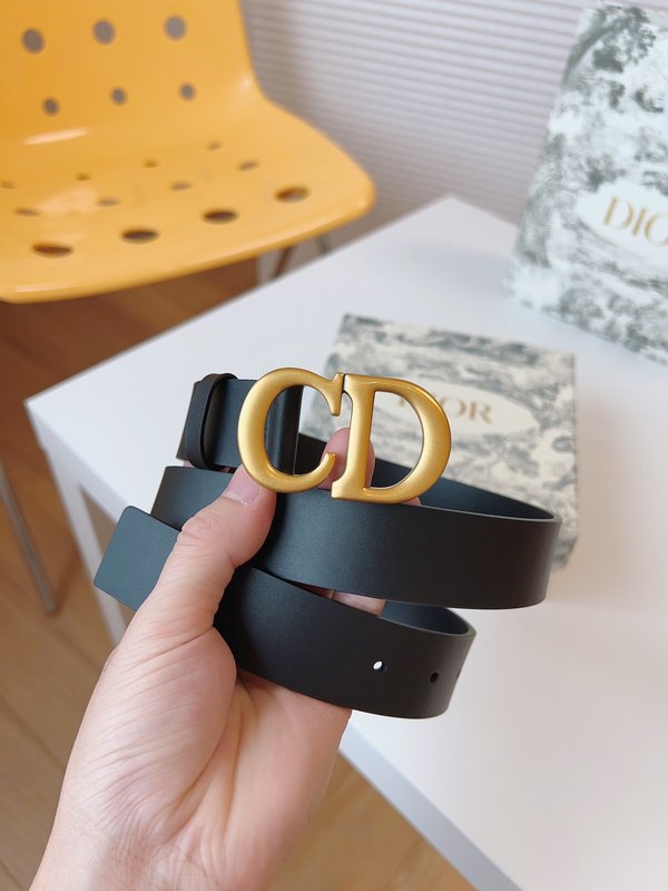디올 Dior 매끄러운 송아지 가죽 새들 벨트 001-176395