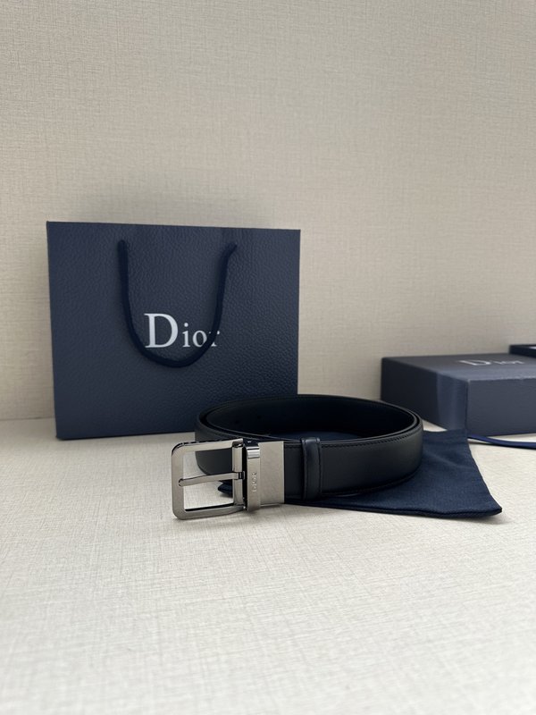 디올 양면 블랙 가죽 벨트 35mm 핀 버클 001-176405