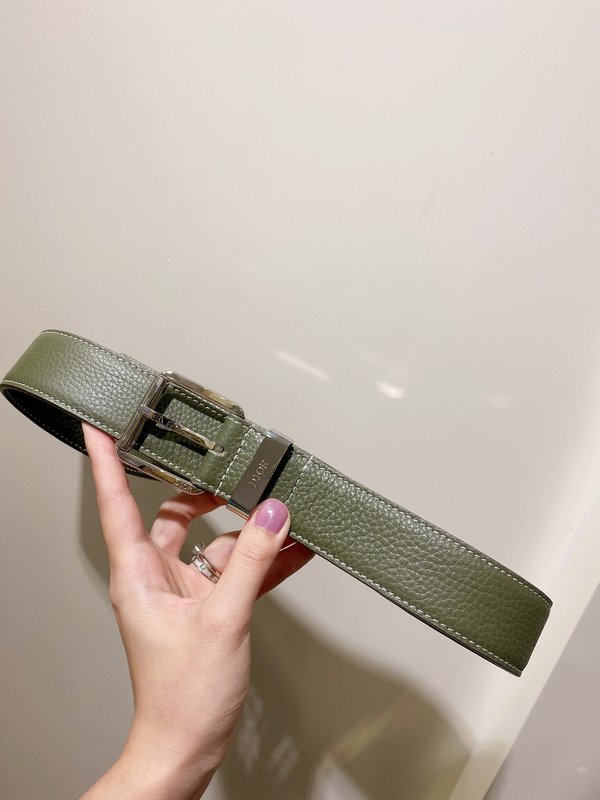 디올 35mm 다크그린 그레인 카프스킨 벨트 001-176406