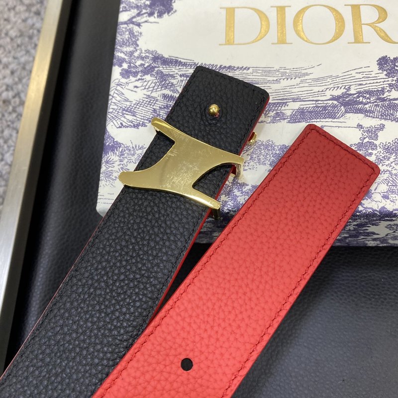 디올 DIOR 클래식 오브릭 캔버스 가죽 벨트 001-176428