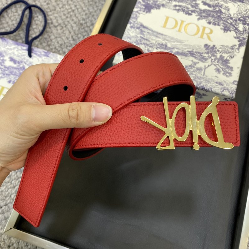 디올 DIOR 클래식 오브릭 캔버스 가죽 벨트 001-176428