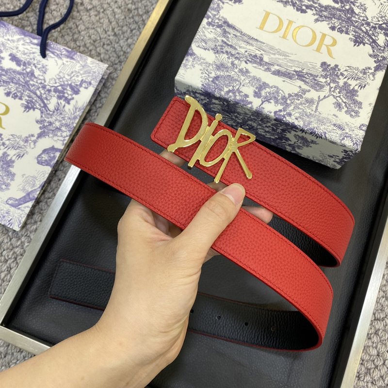 디올 DIOR 클래식 오브릭 캔버스 가죽 벨트 001-176428