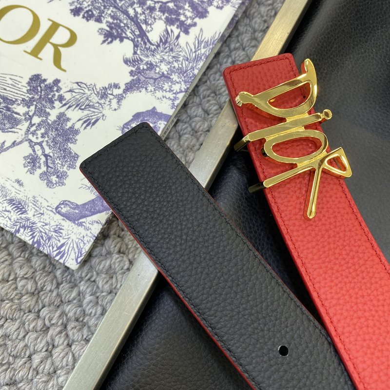 디올 DIOR 클래식 오브릭 캔버스 가죽 벨트 001-176428
