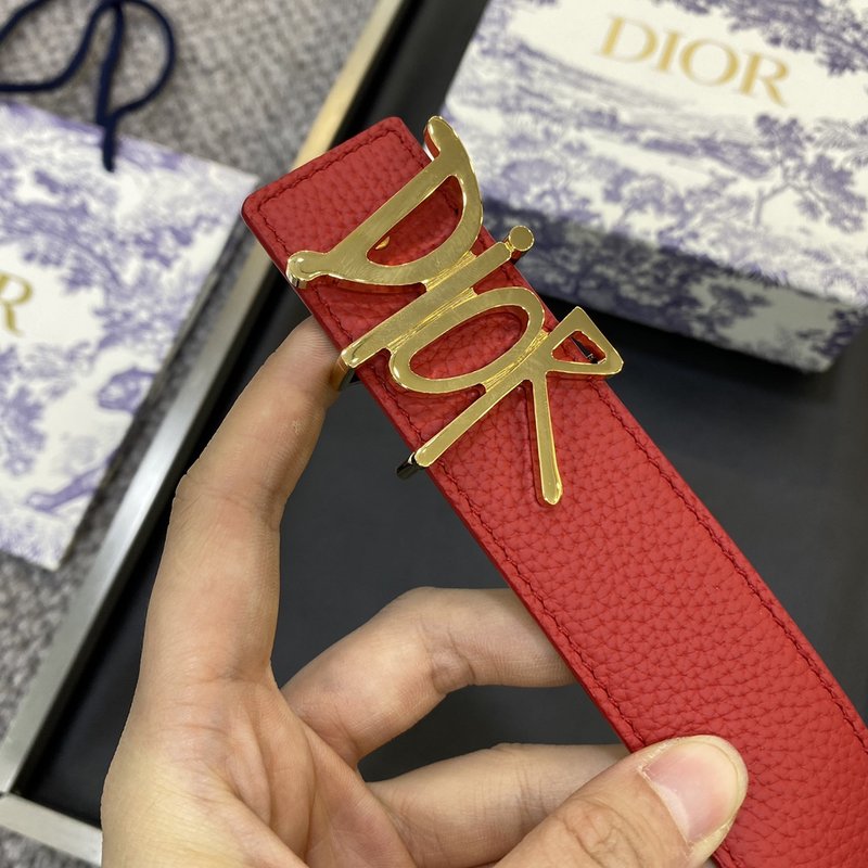 디올 DIOR 클래식 오브릭 캔버스 가죽 벨트 001-176428