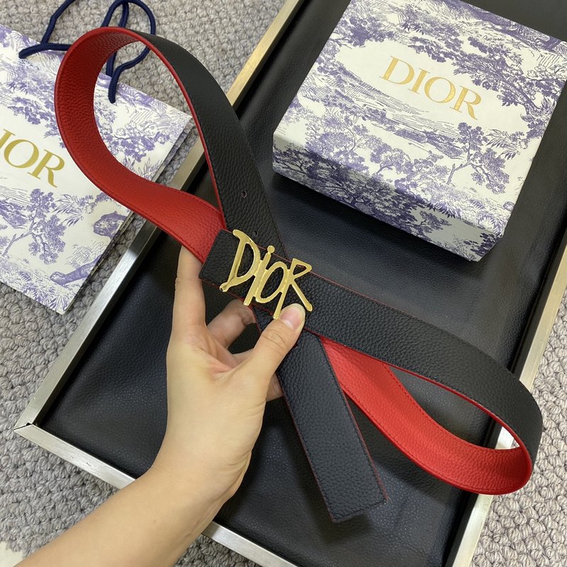 디올 DIOR 클래식 오브릭 캔버스 가죽 벨트 001-176428
