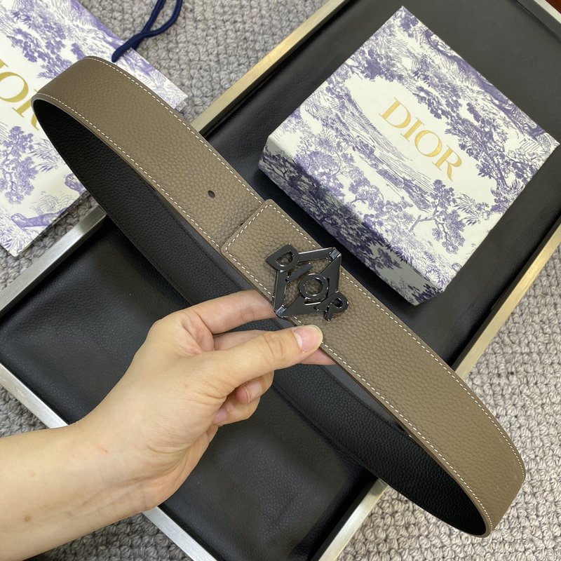 디올 DIOR 클래식 레터 캔버스 가죽 벨트 001-176434